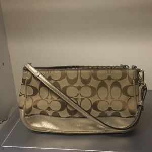 Authentic Coach Tan and Gold Small Shoulder Bag